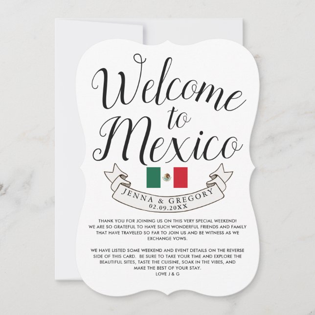 Invitation Bienvenue au Mexique | Personnalisation du mariage (Devant)