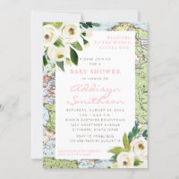 Bienvenue Au Monde Floral Map Baby shower Rose