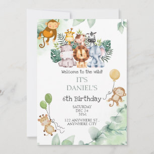 Invitation Bienvenue Au Wild Kids Safari Zoo Anniversaire