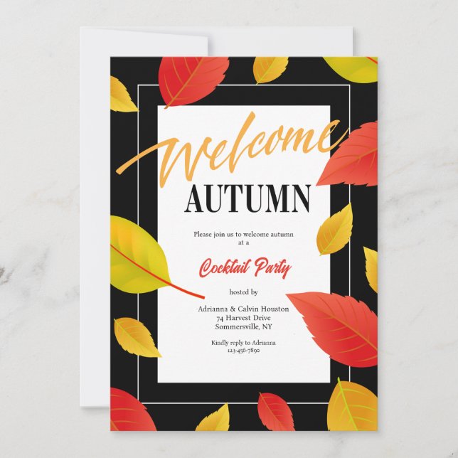 Invitation Bienvenue automne tendance (Devant)