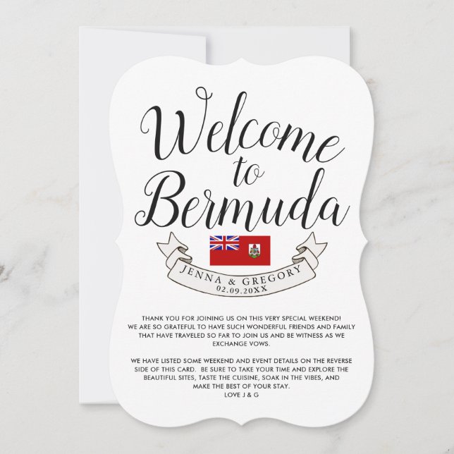 Invitation Bienvenue aux Bermudes | Cadeau de mariage de dest (Devant)