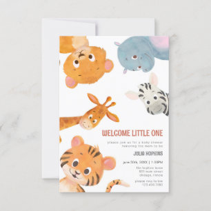 Invitation Bienvenue Baby shower Little One Baby Animals