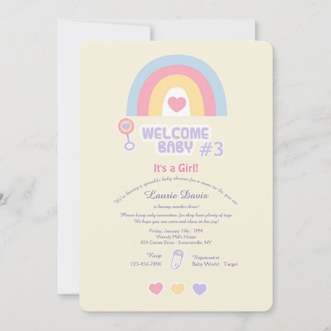 Invitation Bienvenue Baby Sprinkle Douche (Devant)