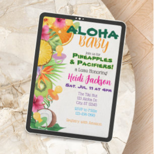 Invitation Bienvenue Bébé, Baby Shower Ananas & Tétines