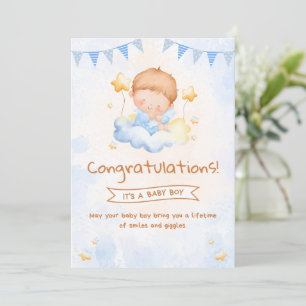 Invitation Bienvenue Bébé Garçon – Un Paquet de Joie