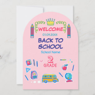 Invitation Bienvenue en deuxième année, retour à l'école