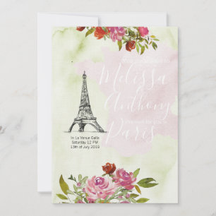 Invitation Bienvenue France Aquarelle Mariage