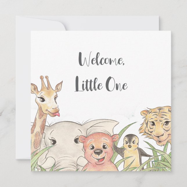 Invitation Bienvenue Petit(e) Safari Bébé Félicitations (Devant)
