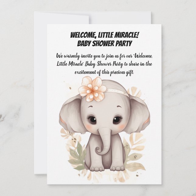 Invitation Bienvenue, Petit Miracle ! - BABY SHOWER (Devant)