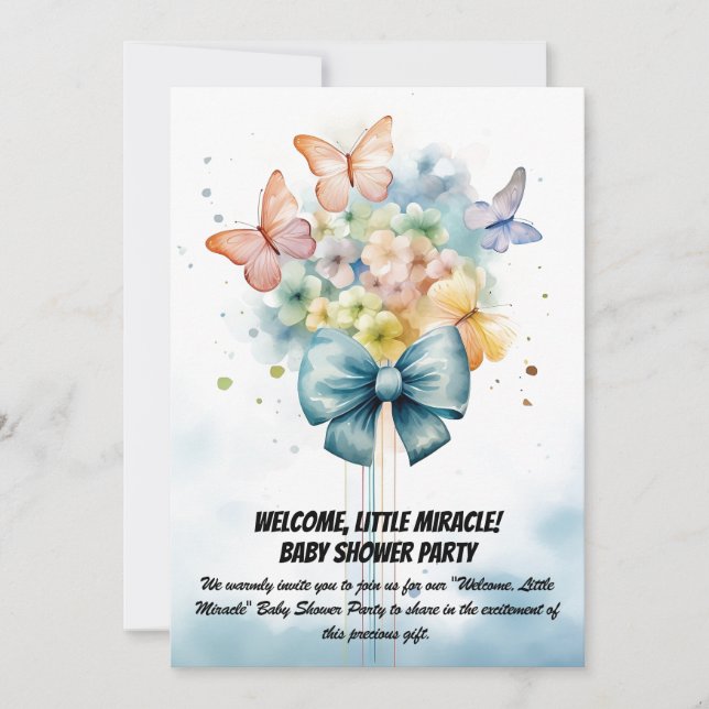 Invitation Bienvenue, Petit Miracle ! - Baby shower Party Inv (Devant)