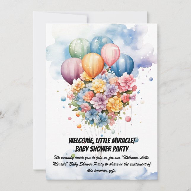 Invitation Bienvenue, Petit Miracle ! - Baby shower Party Inv (Devant)