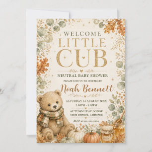Invitation Bienvenue Petit Ourson Fête de Naissance Neutre