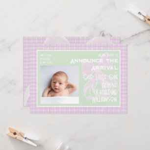 Invitation Bienvenue Petit Un Nœud en tulle rose à carreaux C