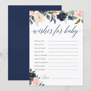 Invitation Bienvenue pour bébé Blush rose marine bleu floral