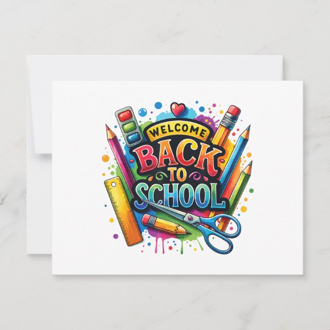 Invitation Bienvenue Retour à l'école Premier jour enseignant (Devant)