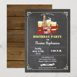 Invitation Bière 30e anniversaire Thirsty 30 rétro bar tablea