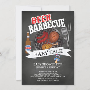 Invitation Bière Barbecue Baby Talk Baby shower