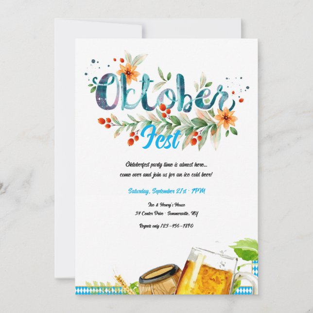 Invitation Bière d'Oktoberfest (Devant)