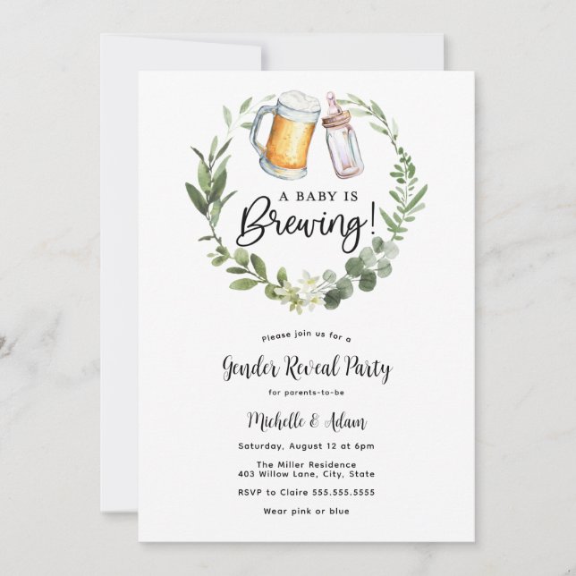 Invitation Bière et diaphères de révélation de genre (Devant)