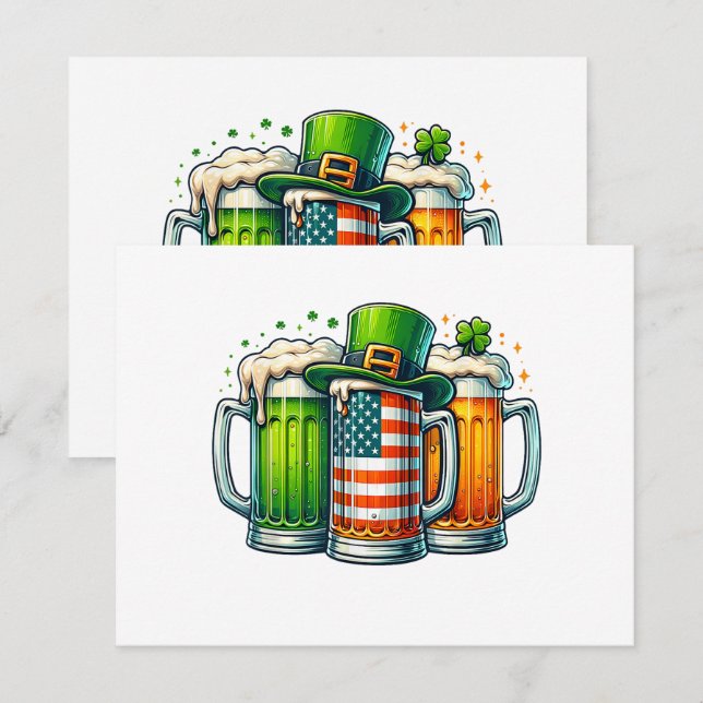 Invitation Bière Irlandaise Irlande Fête de la Saint-Patrick  (Devant / Derrière)