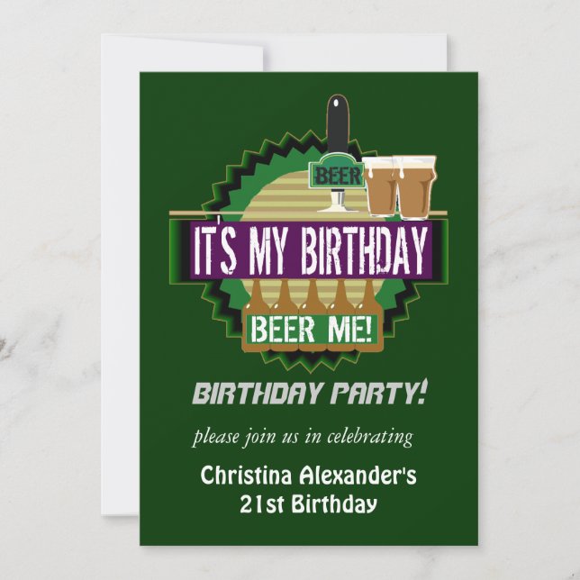 Invitation Bière j'invitations de fête d'anniversaire (Devant)