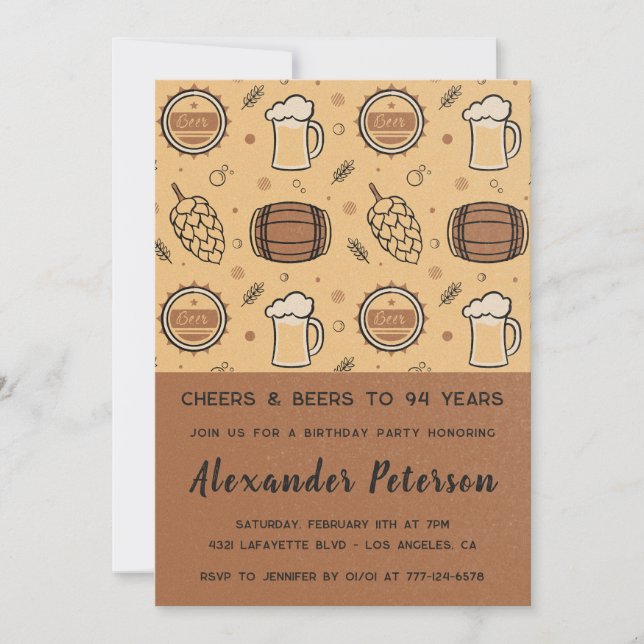 Invitation Bière Rustic Men 94e anniversaire (Devant)