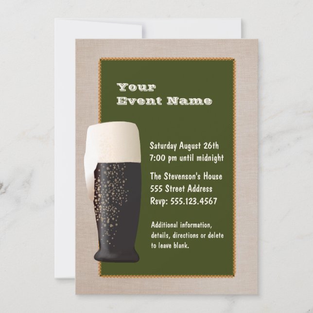 Invitation Bière sur l'invitation préliminaire (Devant)