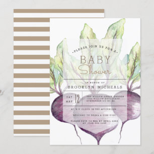 Invitation Bières biologiques   Veggie   Baby shower aquarell