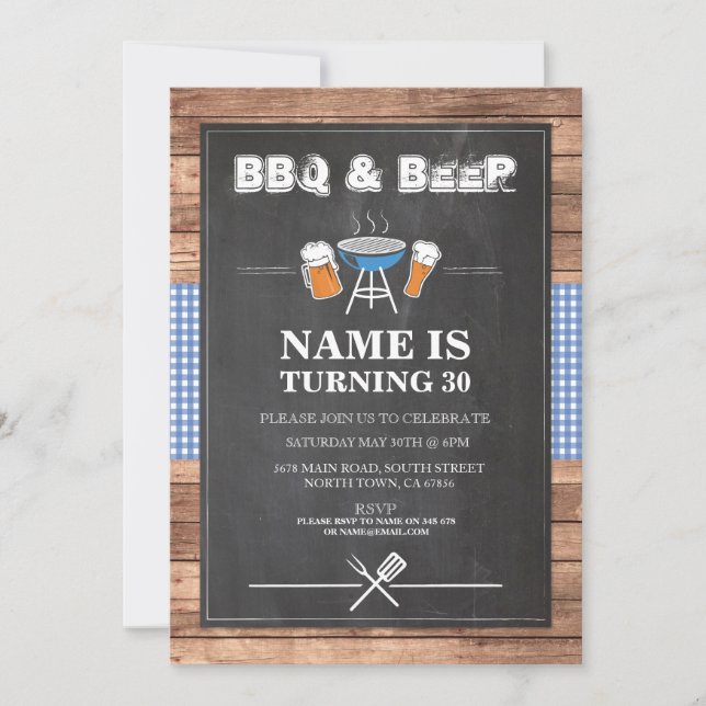 Invitation Bières & Cheers BBQ Anniversaire Fête N'IMPORTE QU (Devant)