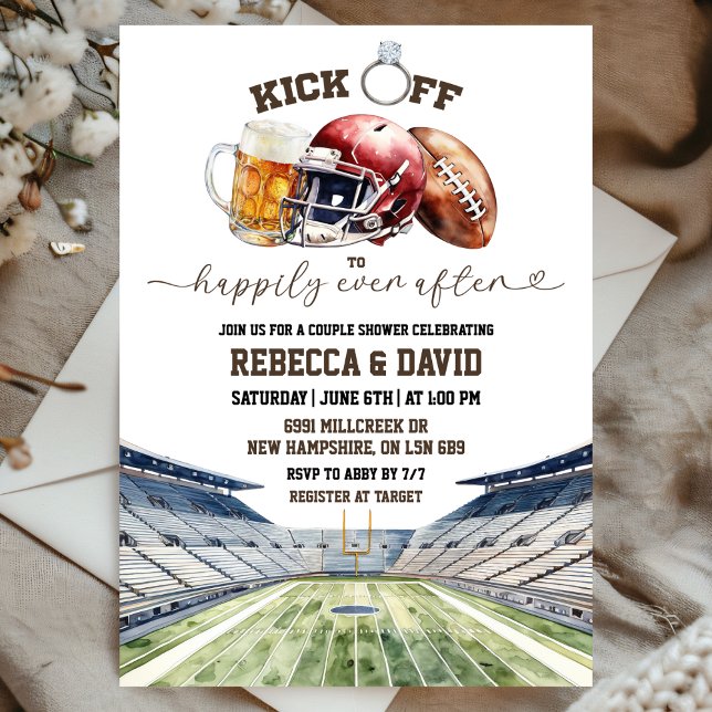 Invitation  Bières de football pour lancer la douche de coupl (Créateur téléchargé)