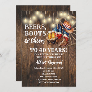 Invitation Bières patriotiques Boots & Cheers Pays Anniversai