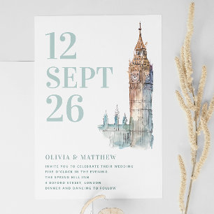 Invitation Big Ben / mariage de destination à Londres + photo