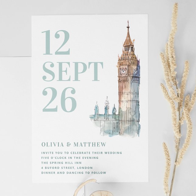 Invitation Big Ben / mariage de destination à Londres + photo (Créateur téléchargé)