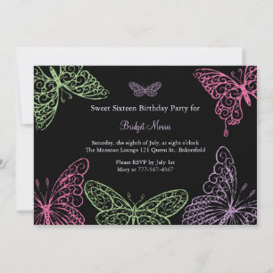 Invitation Big Butterfly Kisses Sweet sixteen