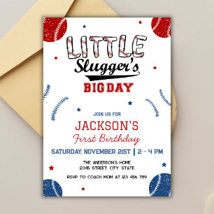 Invitation Big Day I 1er anniversaire de baseball de Little S