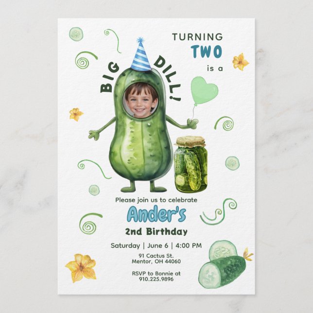 Invitation Big Dill Pickle Boy Birthday Any Age Photo (Devant)