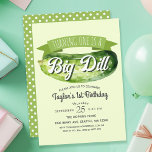 Invitation Big Dill Pickle Kids 1er anniversaire<br><div class="desc">Célébrez la journée spéciale de votre enfant avec ce design de Big Dill Pickle Kids 1er anniversaire. Ce Design est doté d'un grand cornichon aquarelle. L'inverse est un motif de pois. Objets correspondants dans notre boutique pour un thème de fête complet.</div>