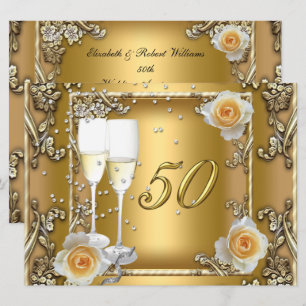 Invitation Big Elegant Gold 50e Mariage Anniversaire Party
