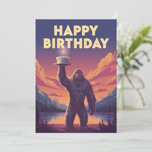 Invitation Big Foot Birthday Cryptozoology Art bizarre drôle (Debout devant)