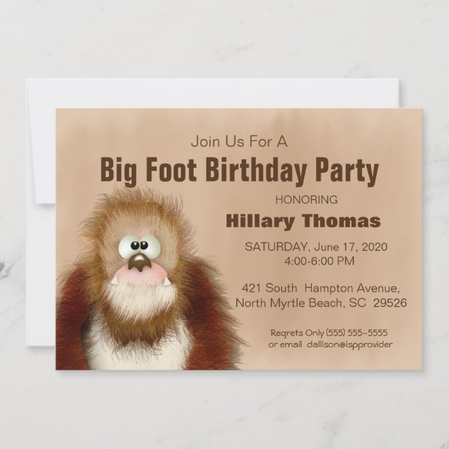 Invitation Big Foot / Sasquatatard fête d'anniversaire (Devant)