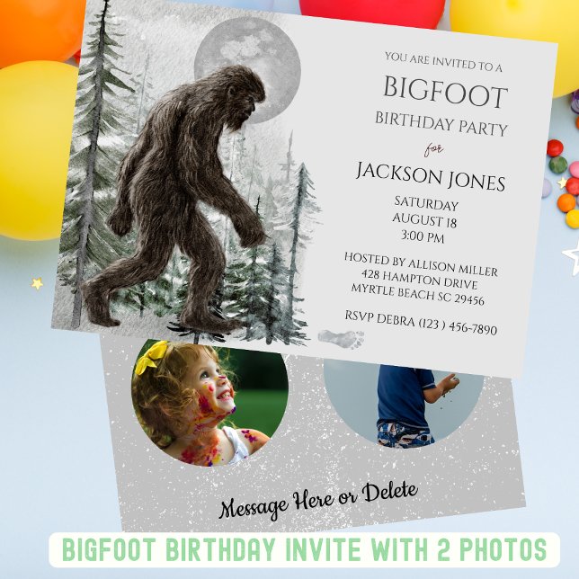 Invitation Big Foot/ Sasquatatch Deux photos fête d'anniversa (Créateur téléchargé)