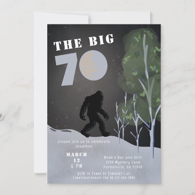 Invitation Big Foot Wild Adventure 70e anniversaire (Devant)