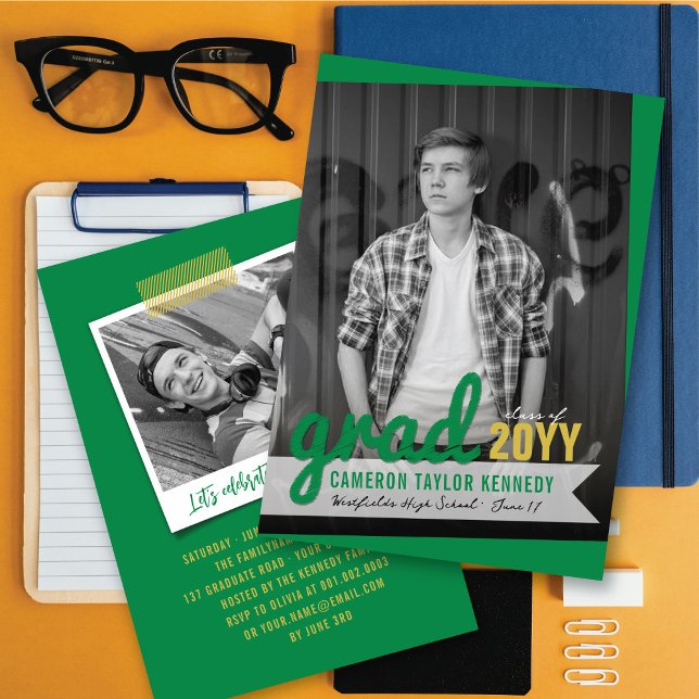 Invitation Big Grad Scribbles Photo Modern Graduation Party (Créateur téléchargé)