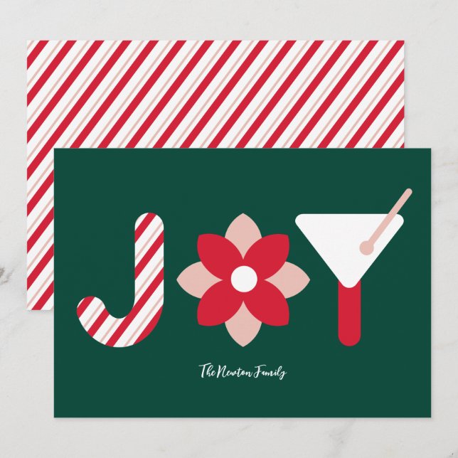 Invitation Big Joy Pine Green Holiday Card (Devant / Derrière)