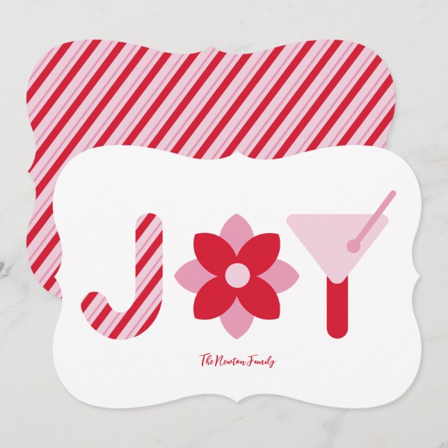 Invitation Big Joy Red and Pink Holiday Card (Devant / Derrière)