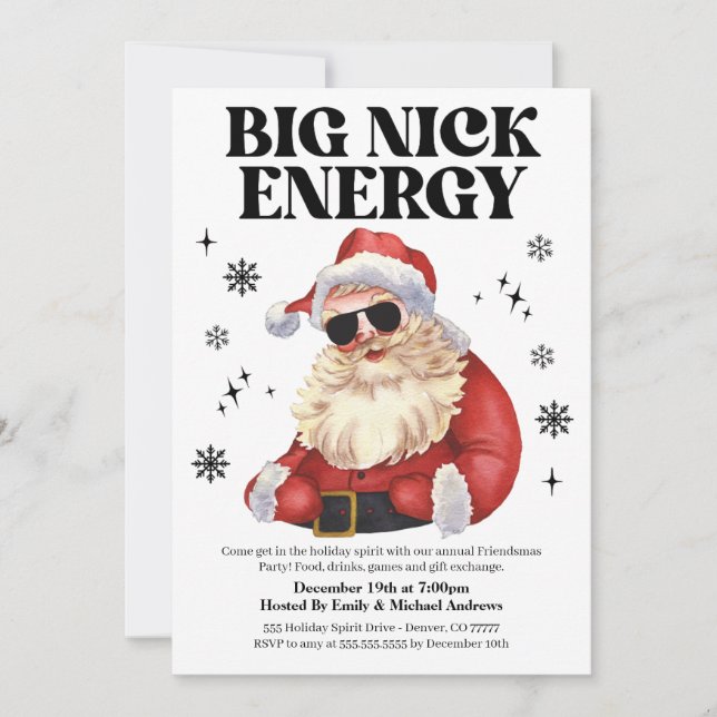 Invitation Big Nick Energy Friendsmas Christmas Party Invite (Devant)