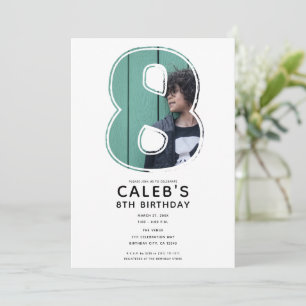 Invitation Big Number 8 Huit Photo 8e fête d'anniversaire