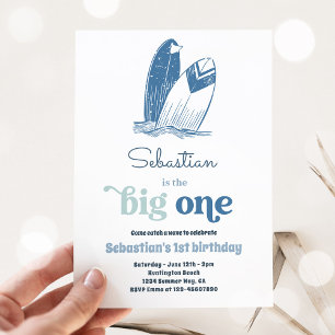 Invitation Big One Modern Surf 1st Birthday Beach Party