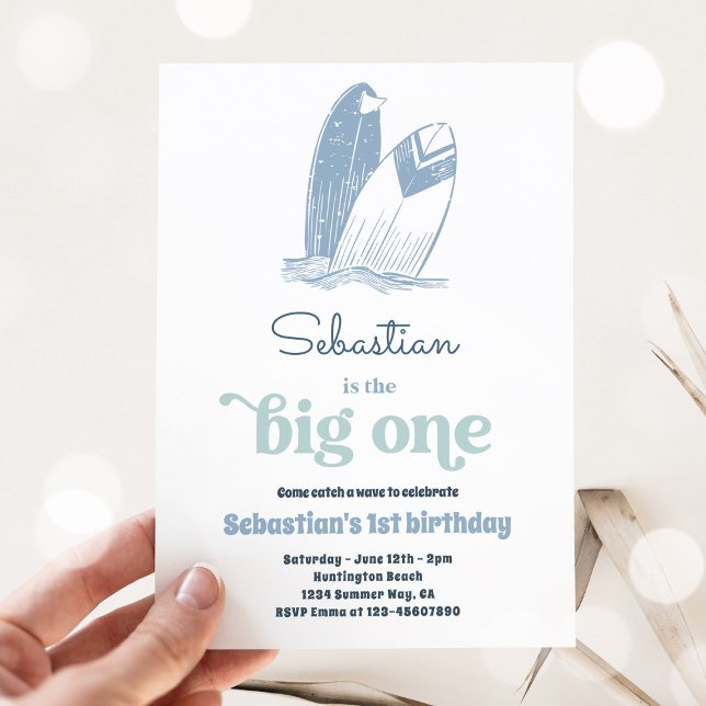 Invitation Big One Modern Surf 1st Birthday Beach Party (Créateur téléchargé)