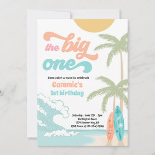 Invitation Big One Retro Surf 1er anniversaire